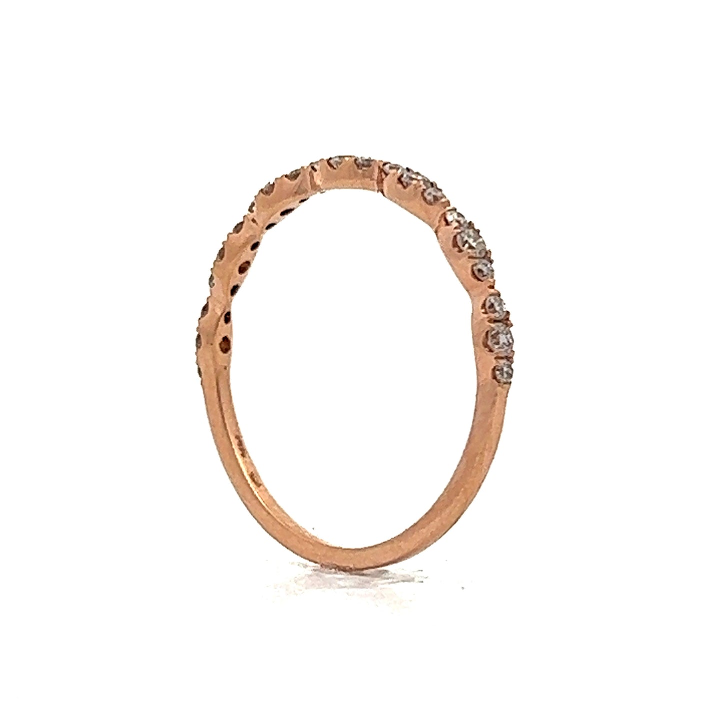.11 Round Diamond Pave Wedding Band in 14k Rose Gold