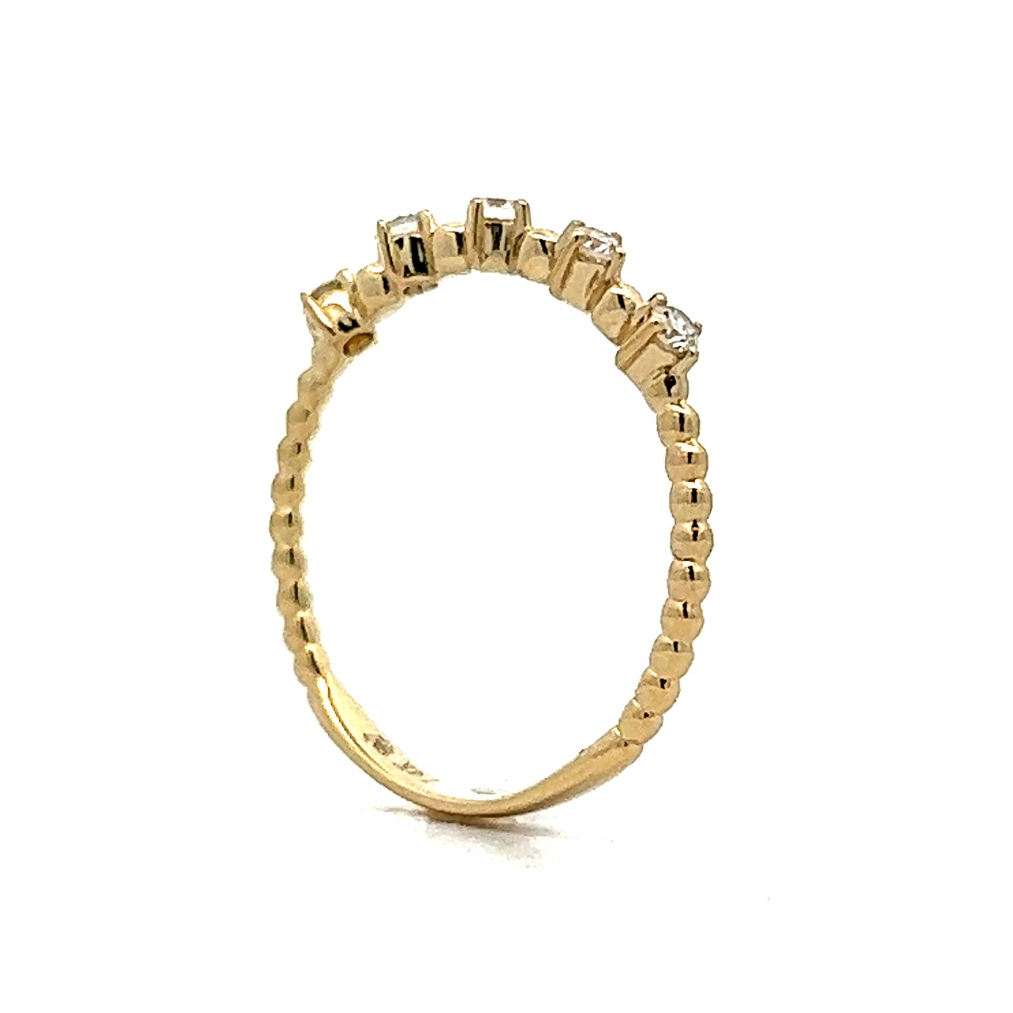 .16 Diamond Five Stone Stacking Wedding Band in Yellow Gold