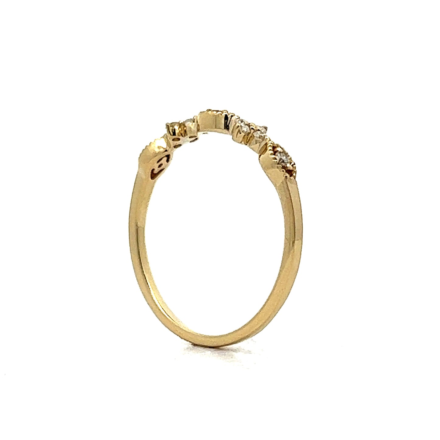 .13 Diamond Milgrain Wedding Band 14k Yellow Gold