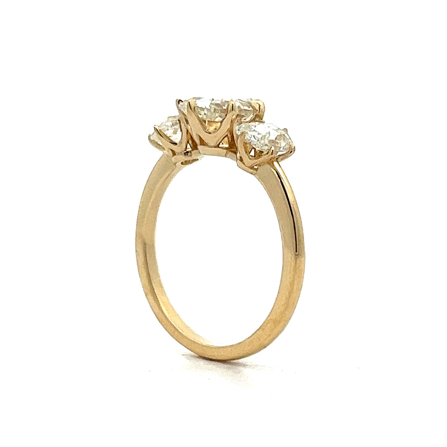2.05 Rose Cut Diamond Engagement Ring in 14k Yellow Gold