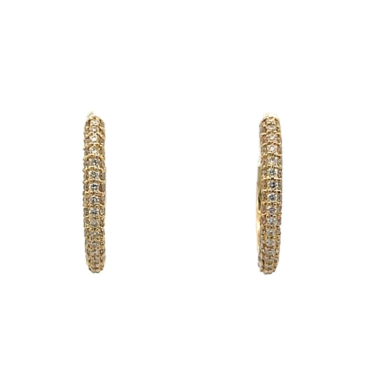 .39 Pave Diamond Hoop Earrings in Yellow Gold