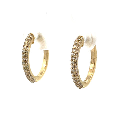 .39 Pave Diamond Hoop Earrings in Yellow Gold