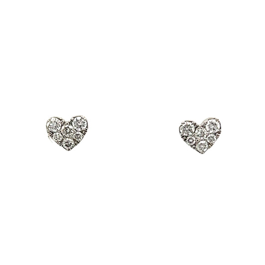 .19 Diamond Heart Stud Earrings in 14k White Gold