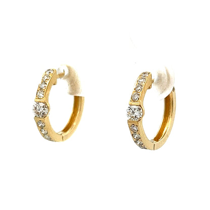 .39 Diamond Huggie Hoop Earrings in 14k Yellow Gold
