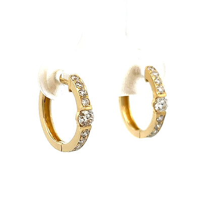 .39 Diamond Huggie Hoop Earrings in 14k Yellow Gold