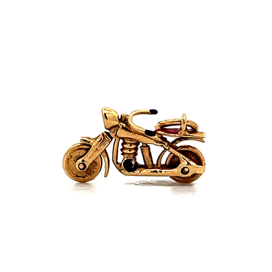 Vintage Motorcycle Charm in 14k Yellow Gold