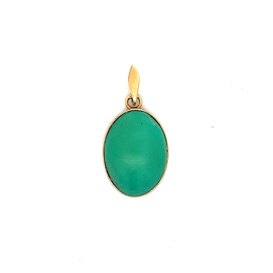 Vintage Cabochon Turquoise Pendant in 14k Yellow Gold