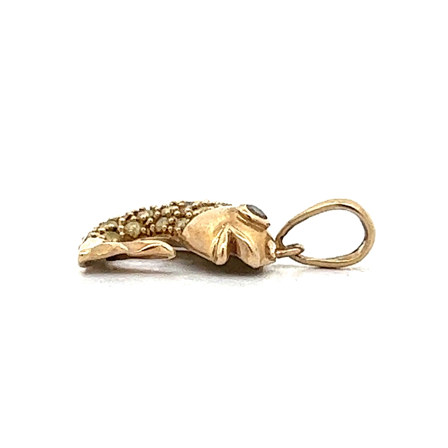 .41 Diamond Koi Fish Pendant Charm in 10k Yellow Gold