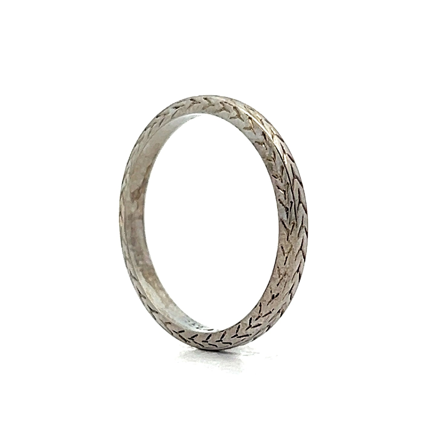 Antique Art Deco Chevron Wedding Band in 18k White Gold