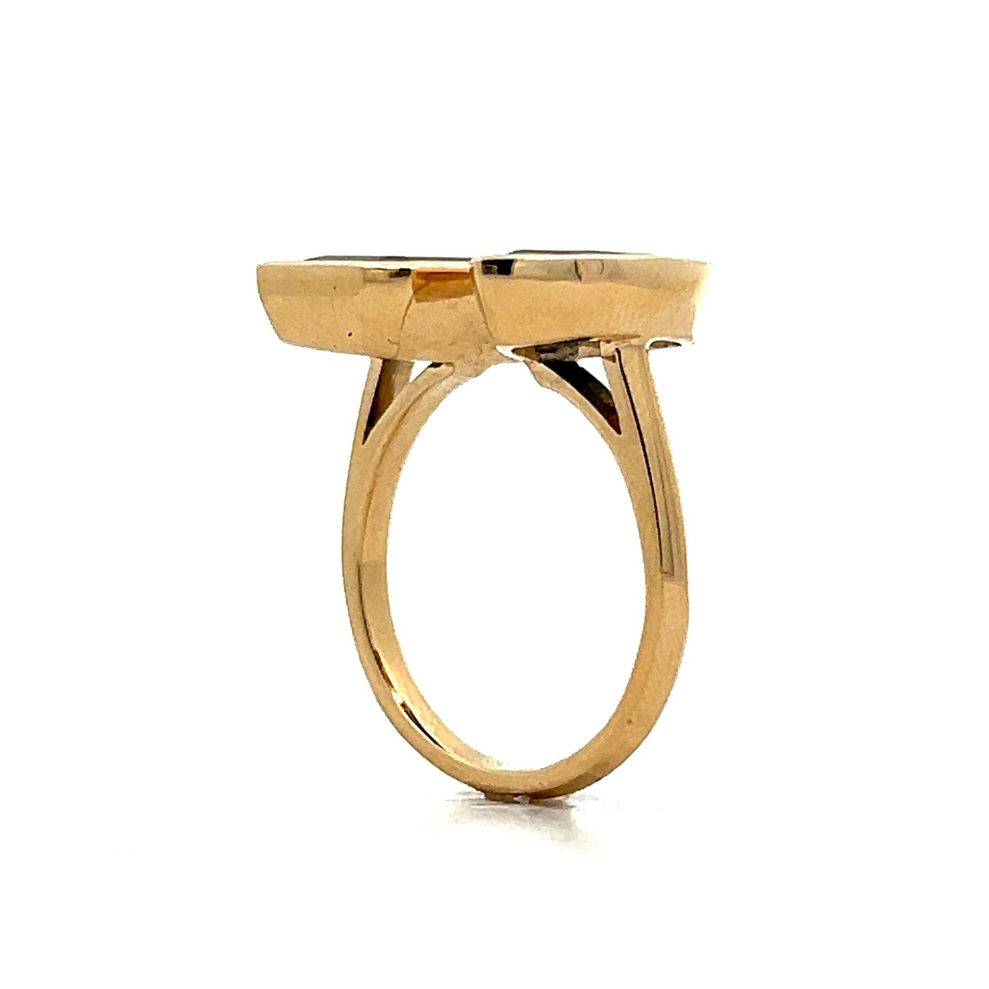 Bezel Set Blue Sapphire Toi et Moi Ring in 14k Yellow Gold