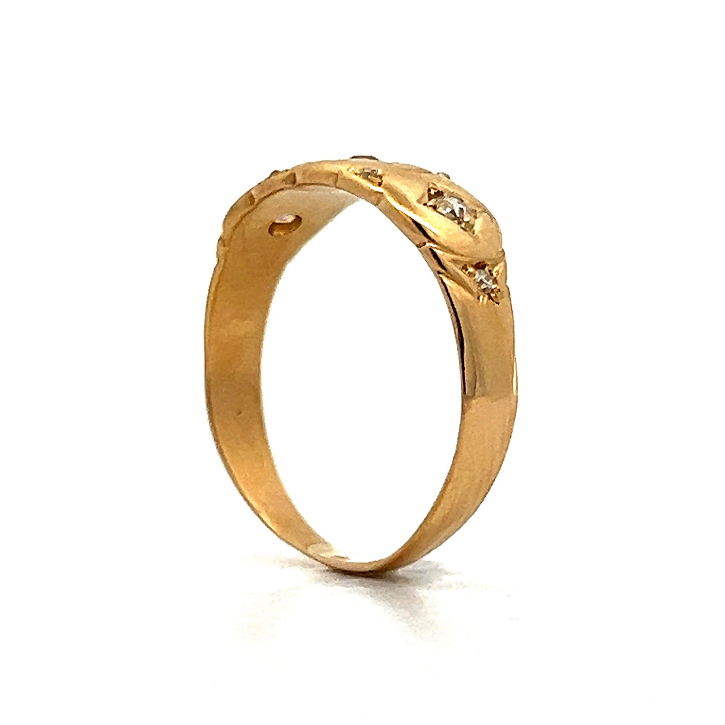 Victorian Flush Set Old Mine Diamond Ring in Yellow Gold
