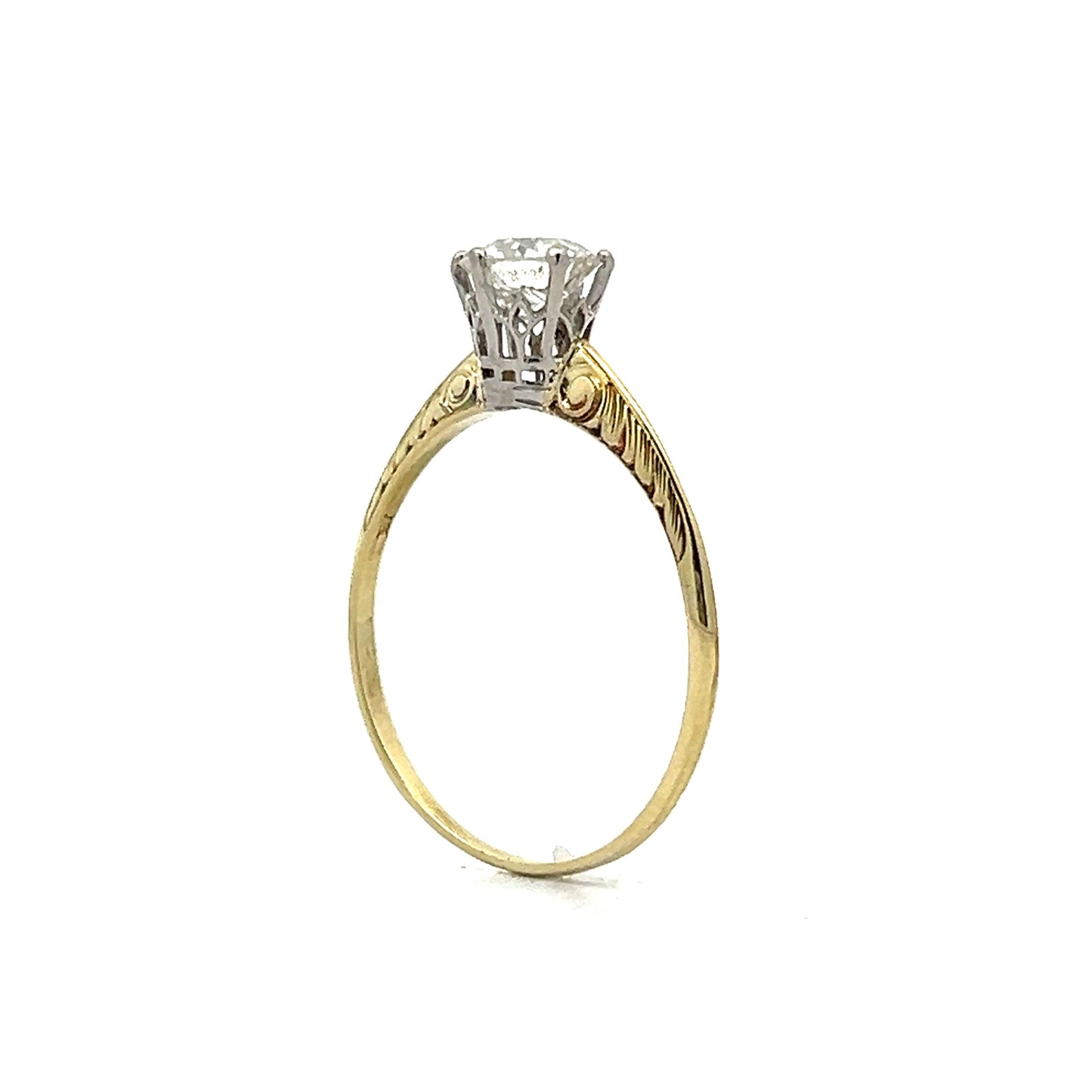 Art Deco Solitaire Diamond Engagement Ring in Yellow Gold