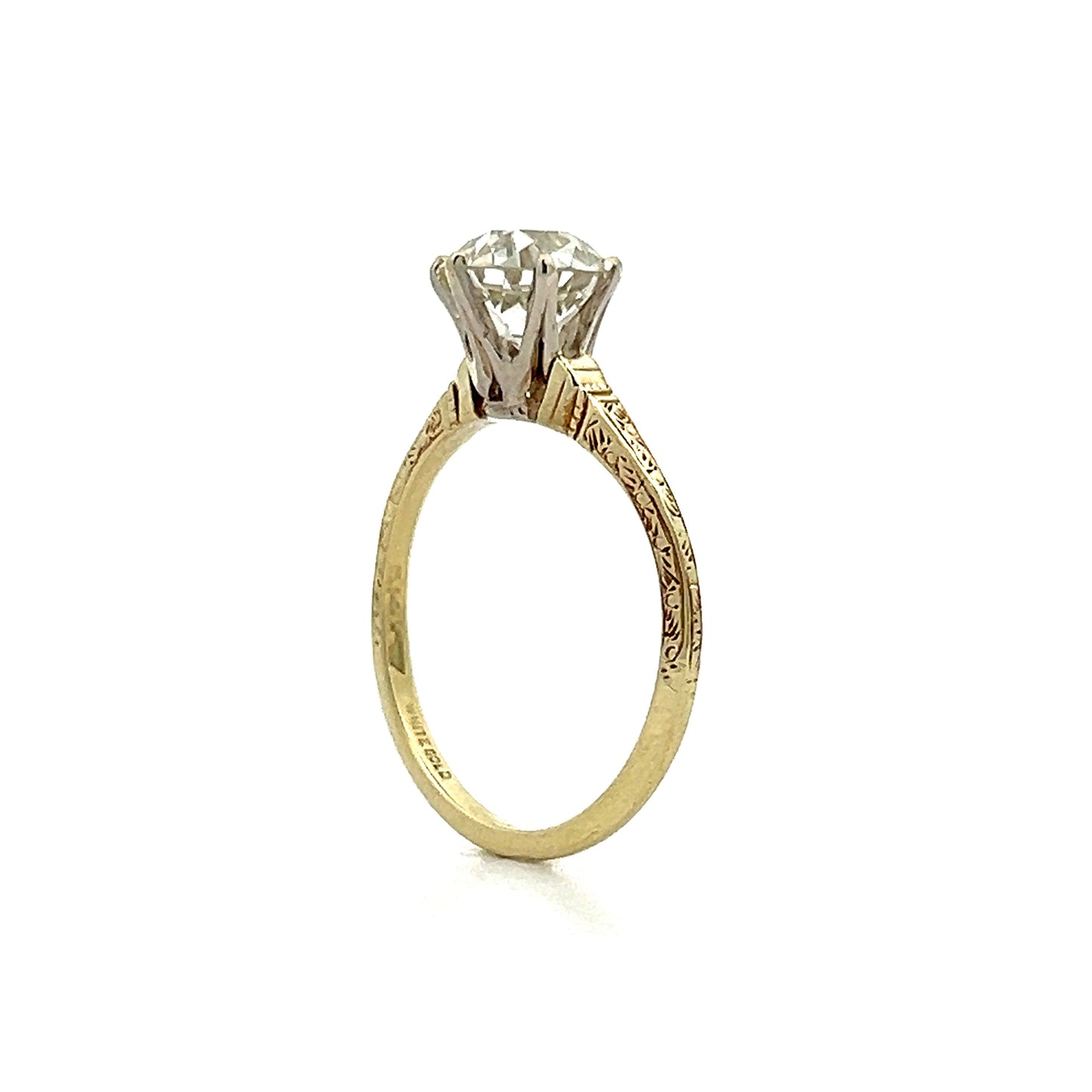 1.62 Old European Diamond Engagement Ring in Yellow Gold