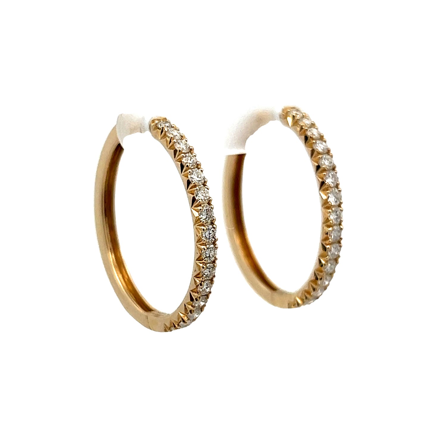 .75 Diamond Hoop Earrings in 14k Yellow Gold