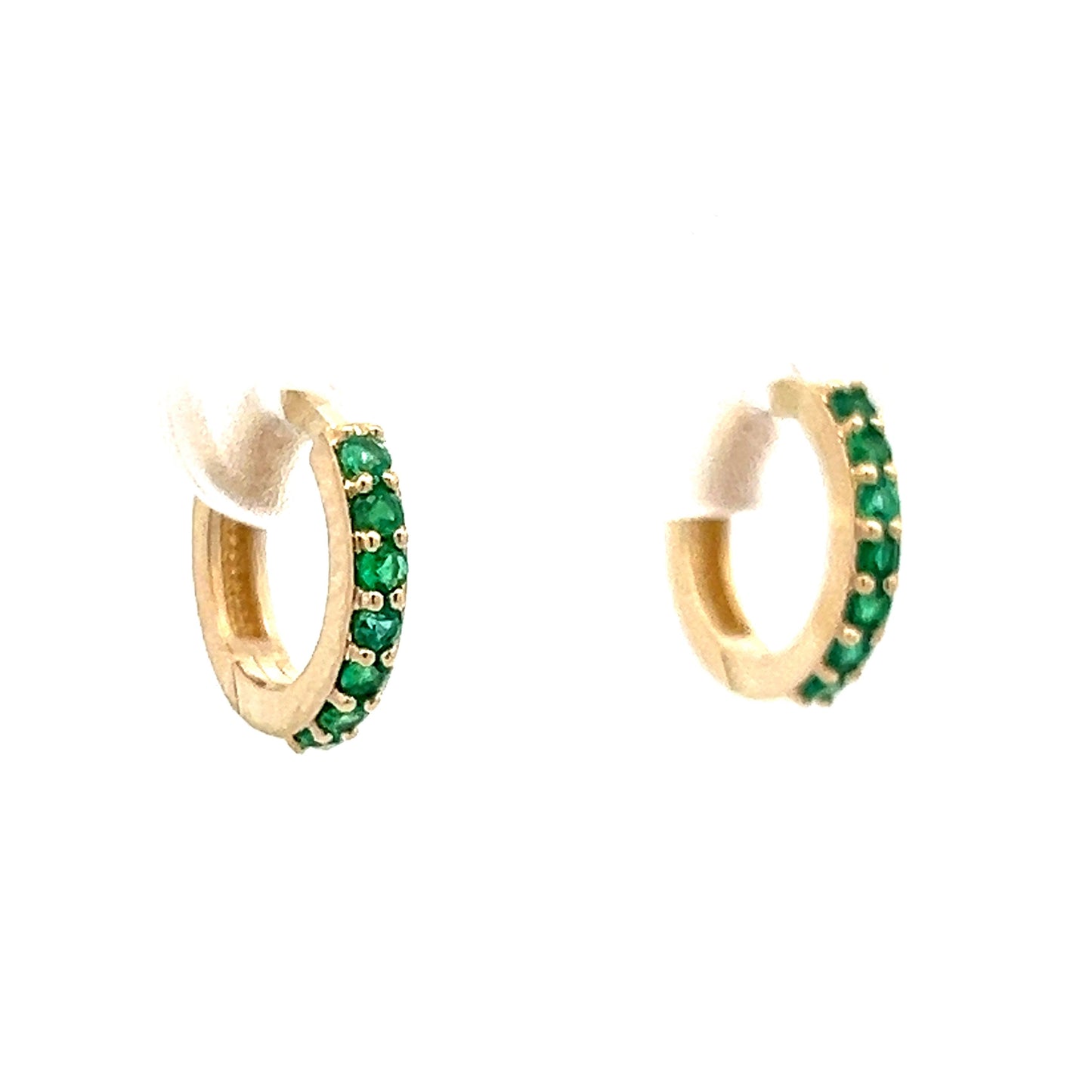 .28 Emerald Hoop Earrings in 14kYellow Gold