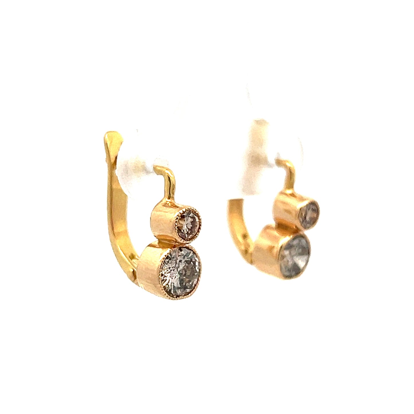 1.02 Champagne Diamond Drop Earrings in Yellow Gold