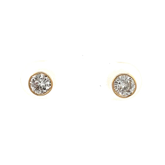 .52 Bezel Set Diamond Stud Earrings in 14k Yellow Gold