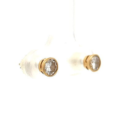 .52 Bezel Set Diamond Stud Earrings in 14k Yellow Gold