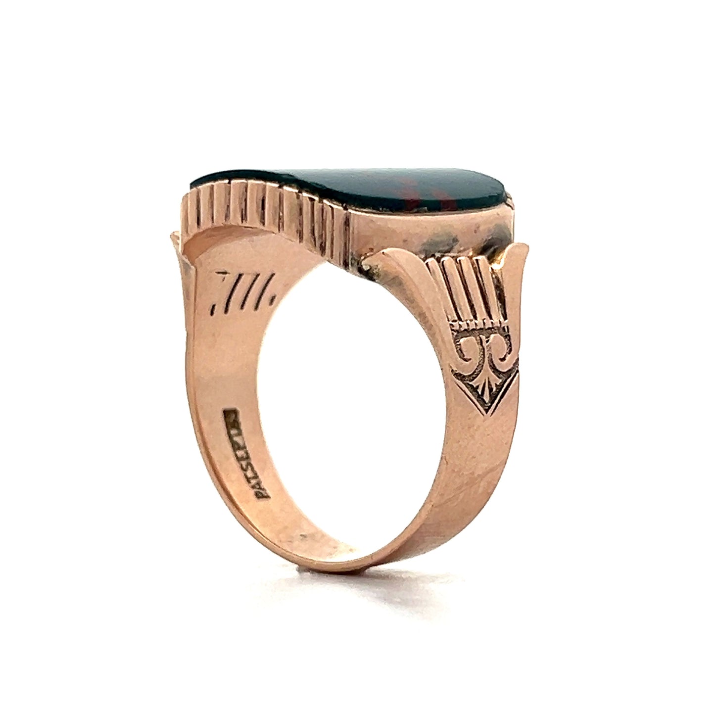 Victorian Cabochon Blood Stone Ring in 10k Rose Gold