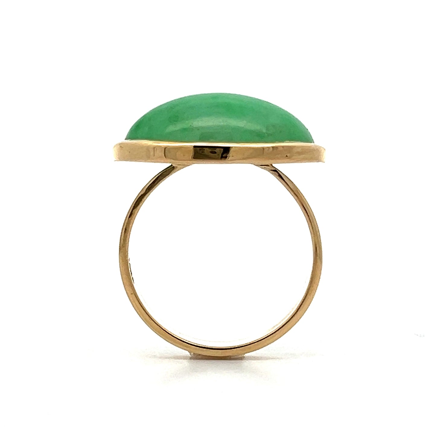 10.38 Cabochon Jade Solitaire Cocktail Ring in 14k Yellow Gold