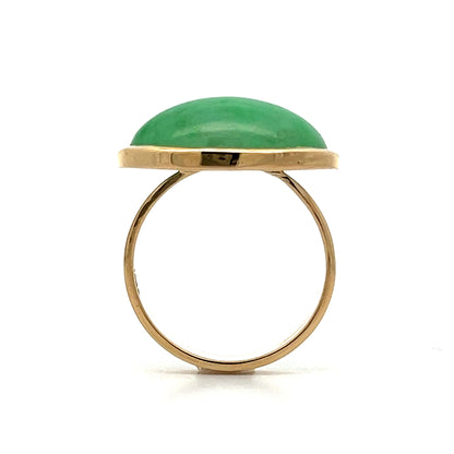 10.38 Cabochon Jade Solitaire Cocktail Ring in 14k Yellow Gold