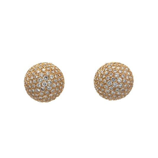 3.15 Pave Diamond Stud Earrings in Yellow Gold