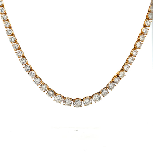 34.00 Carat Diamond Riviera Necklace in 18k Yellow Gold