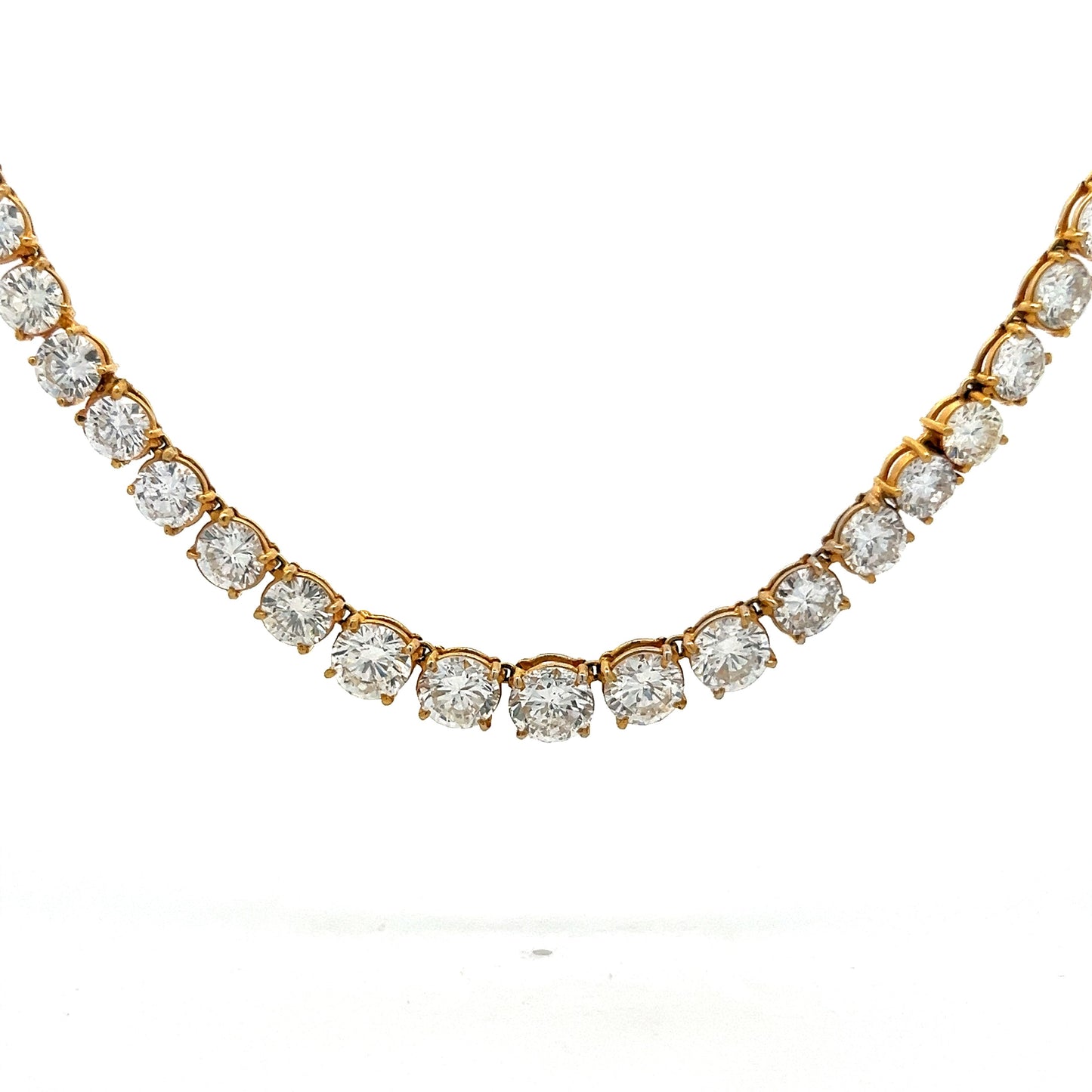 34.00 Carat Diamond Riviera Necklace in 18k Yellow Gold