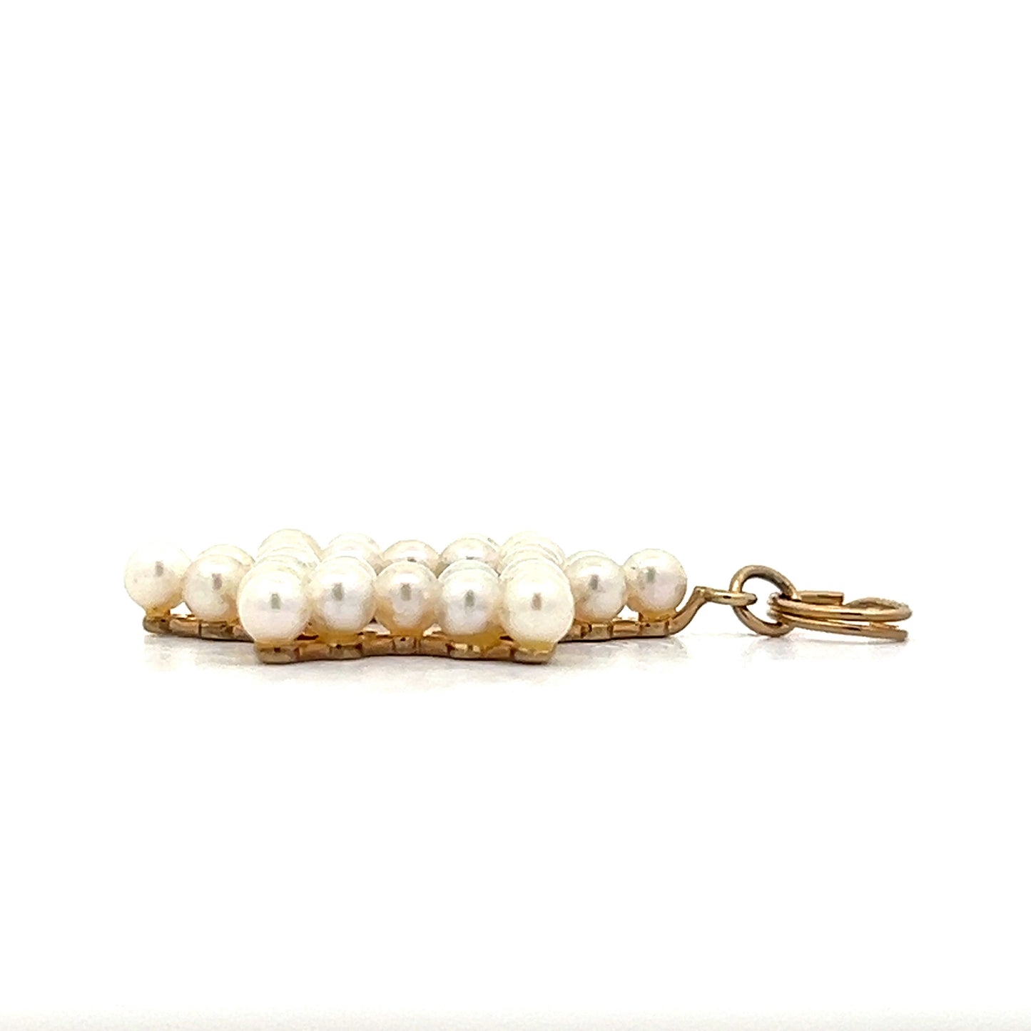 Vintage 1950s Pearl Pendant Necklace in 14k Yellow Gold