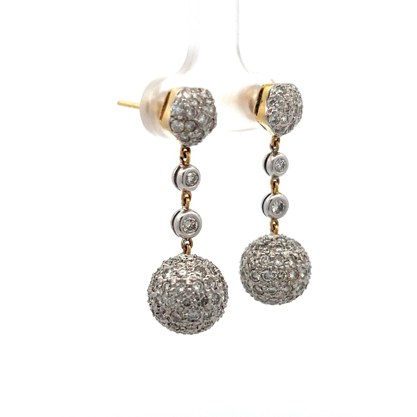 3.63 Round Diamond Drop Earring in 18k White Gold