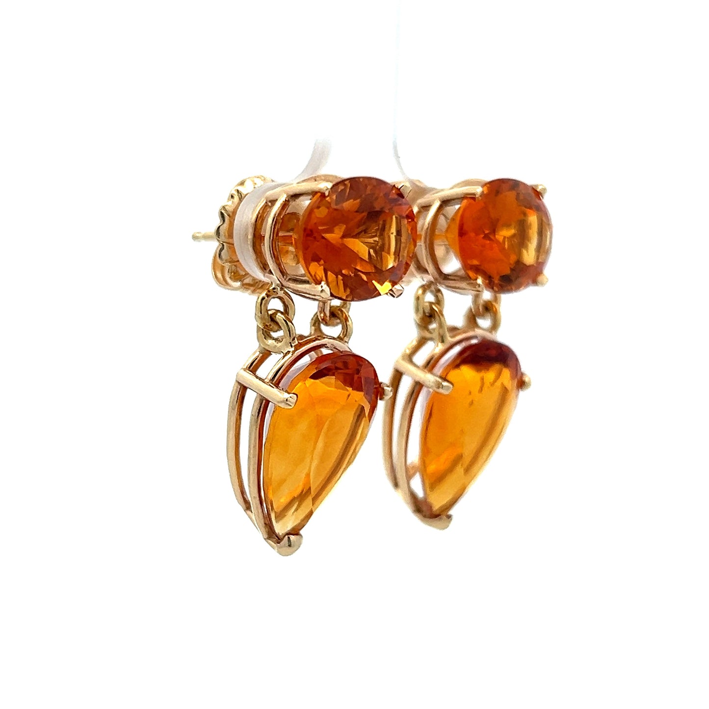 21.40 Oval & Pear Cut Citrine Earrings in 14k Yellow Gold