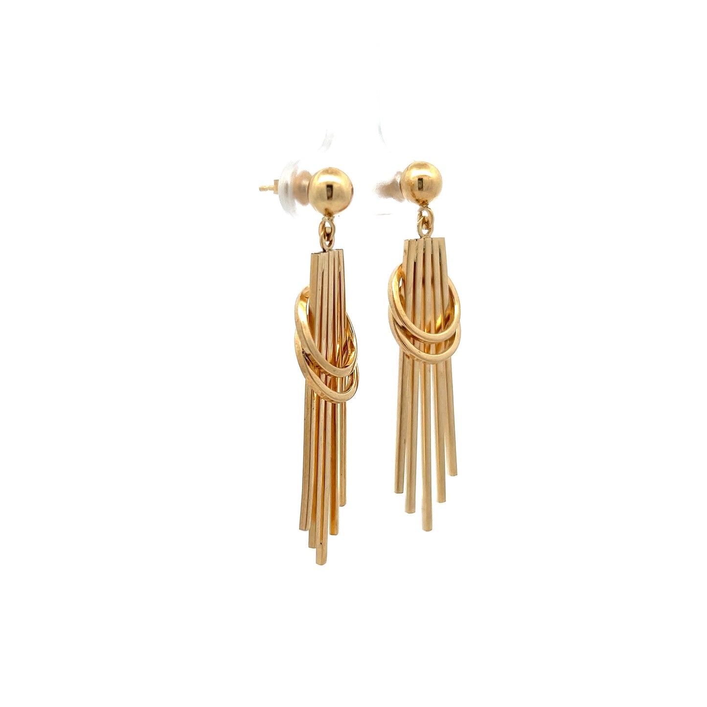 Vintage Retro Dangle Drop Earrings in 14k Yellow Gold