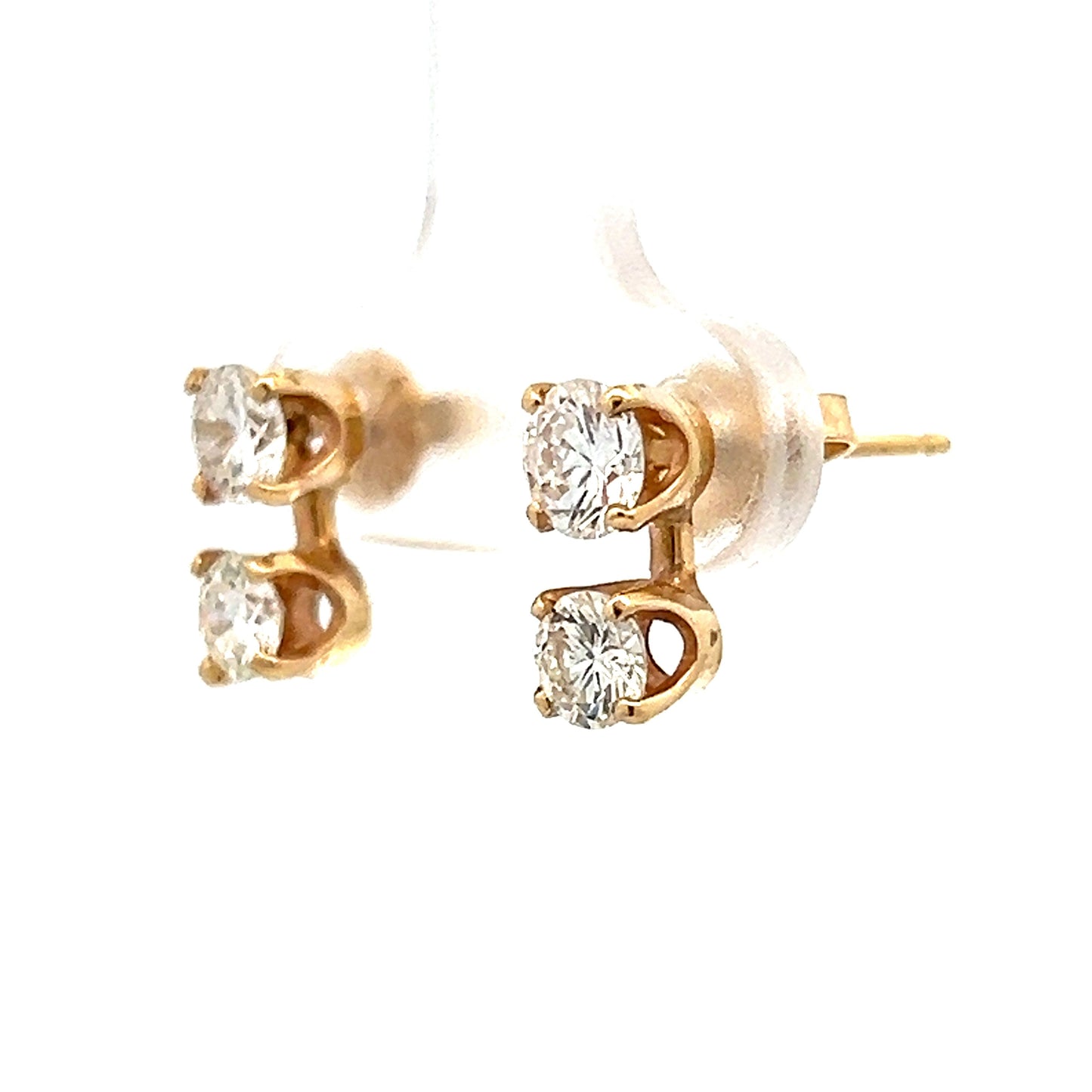 1.00 Stacked Diamond Stud Earrings in 14k Yellow Gold