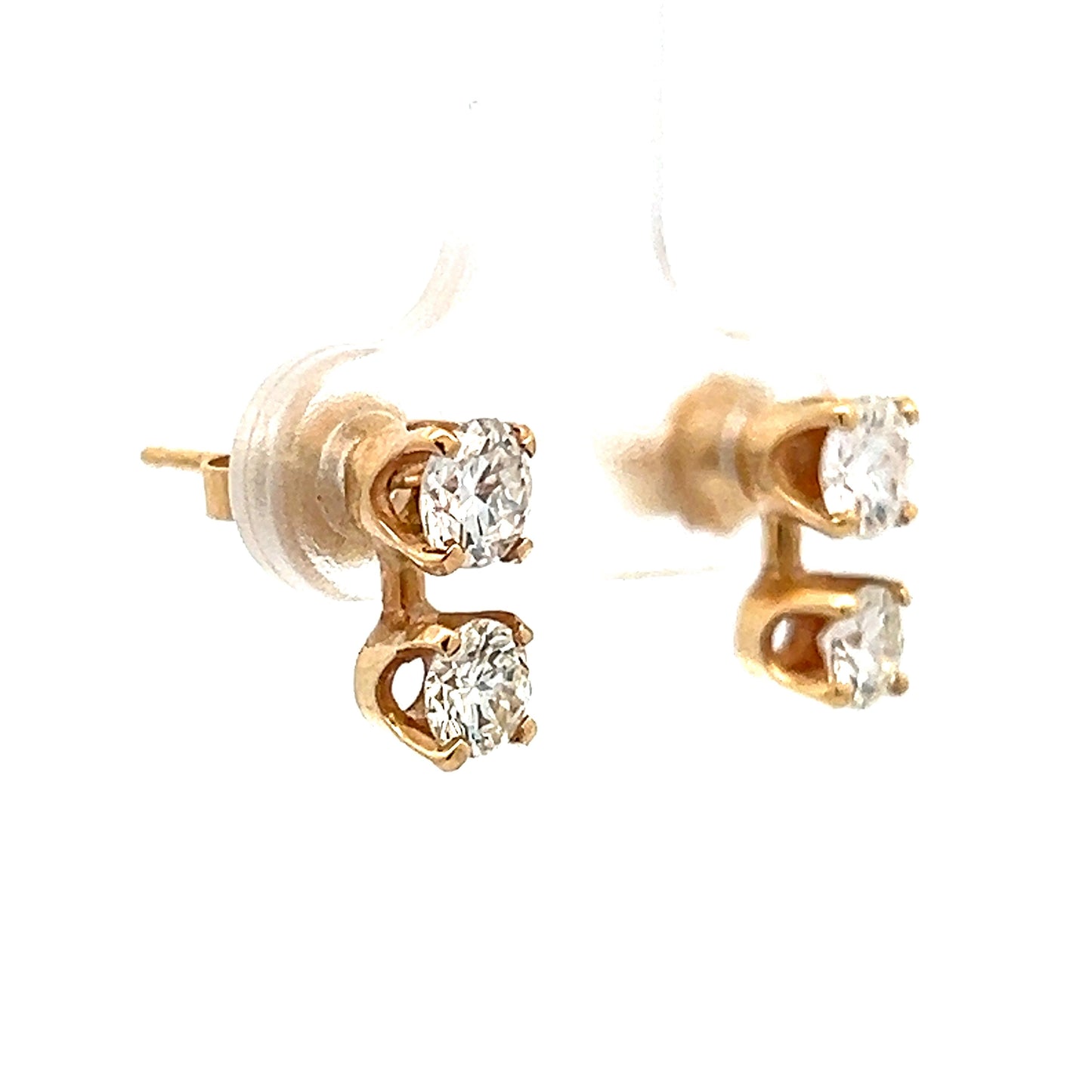 1.00 Stacked Diamond Stud Earrings in 14k Yellow Gold