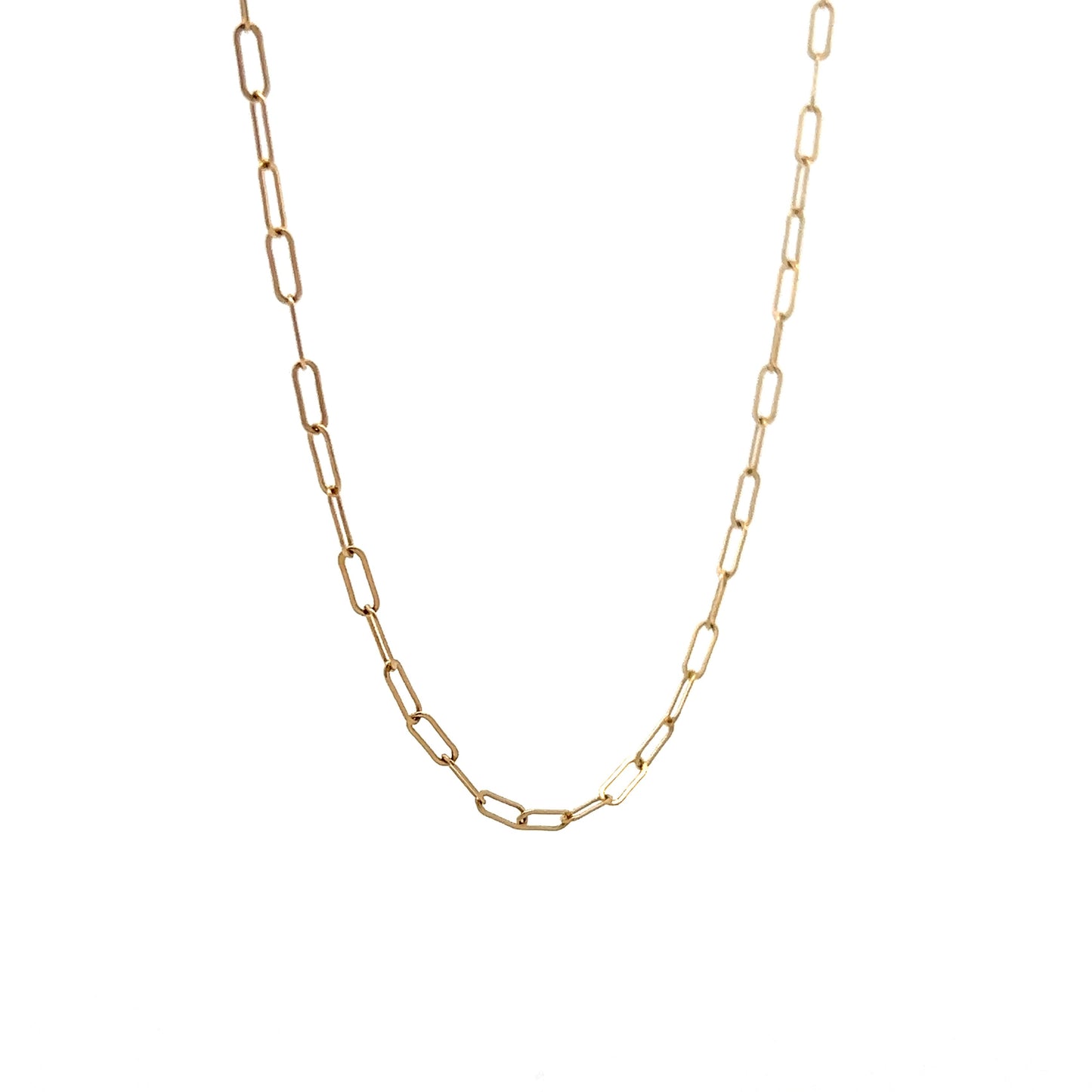 Paperclip Chain Necklace in 14k Yellow Gold