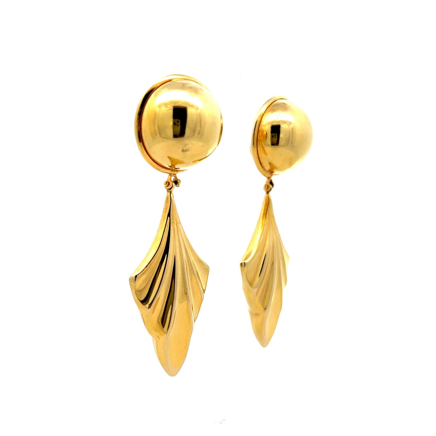 Scalloped Geometric Drop Earrings in 14k Yellow Gold