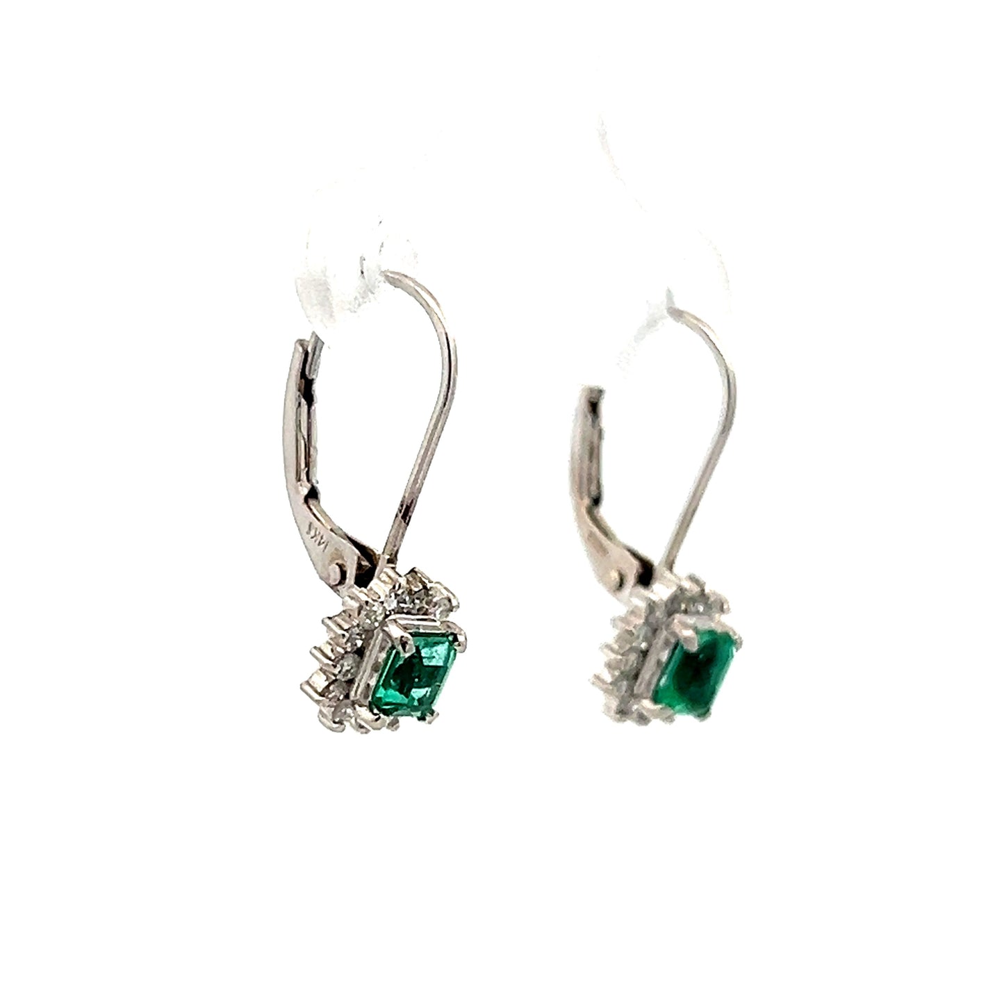 .40 Emerald & Diamond Drop Earrings in Platinum