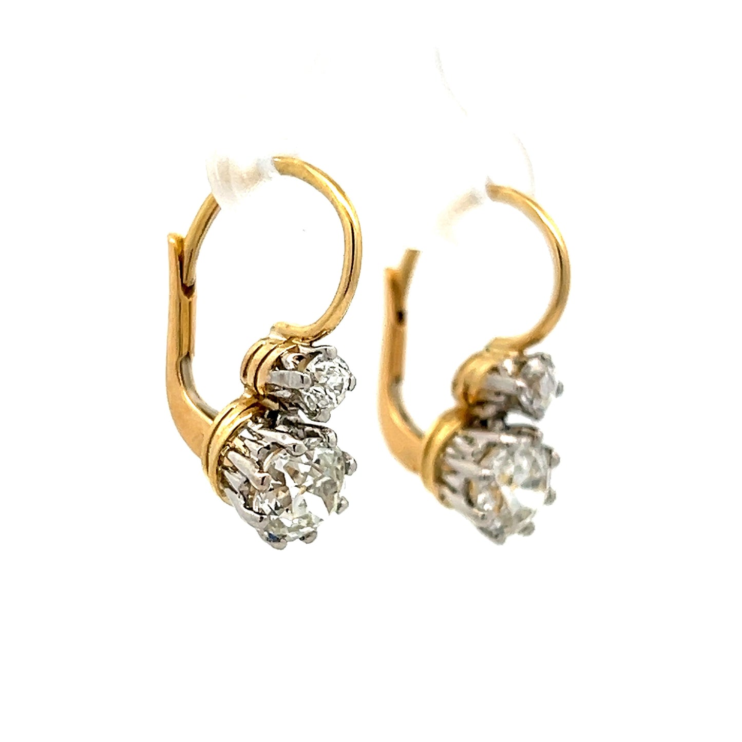 Vintage Art Deco Old European Cut Diamond Drop Earrings