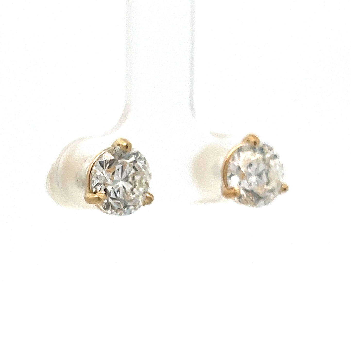 3.40 Round Brilliant Diamond Stud Earrings in Yellow Gold