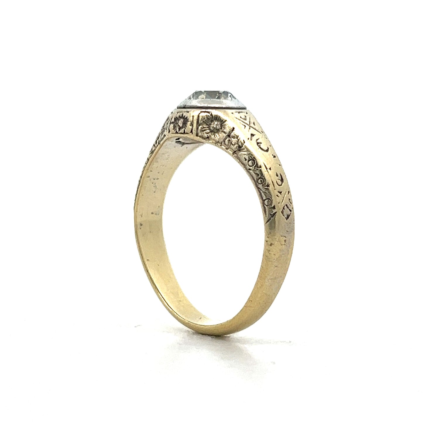1.01 Art Deco Men's Diamond Ring in 14k Yellow Gold
