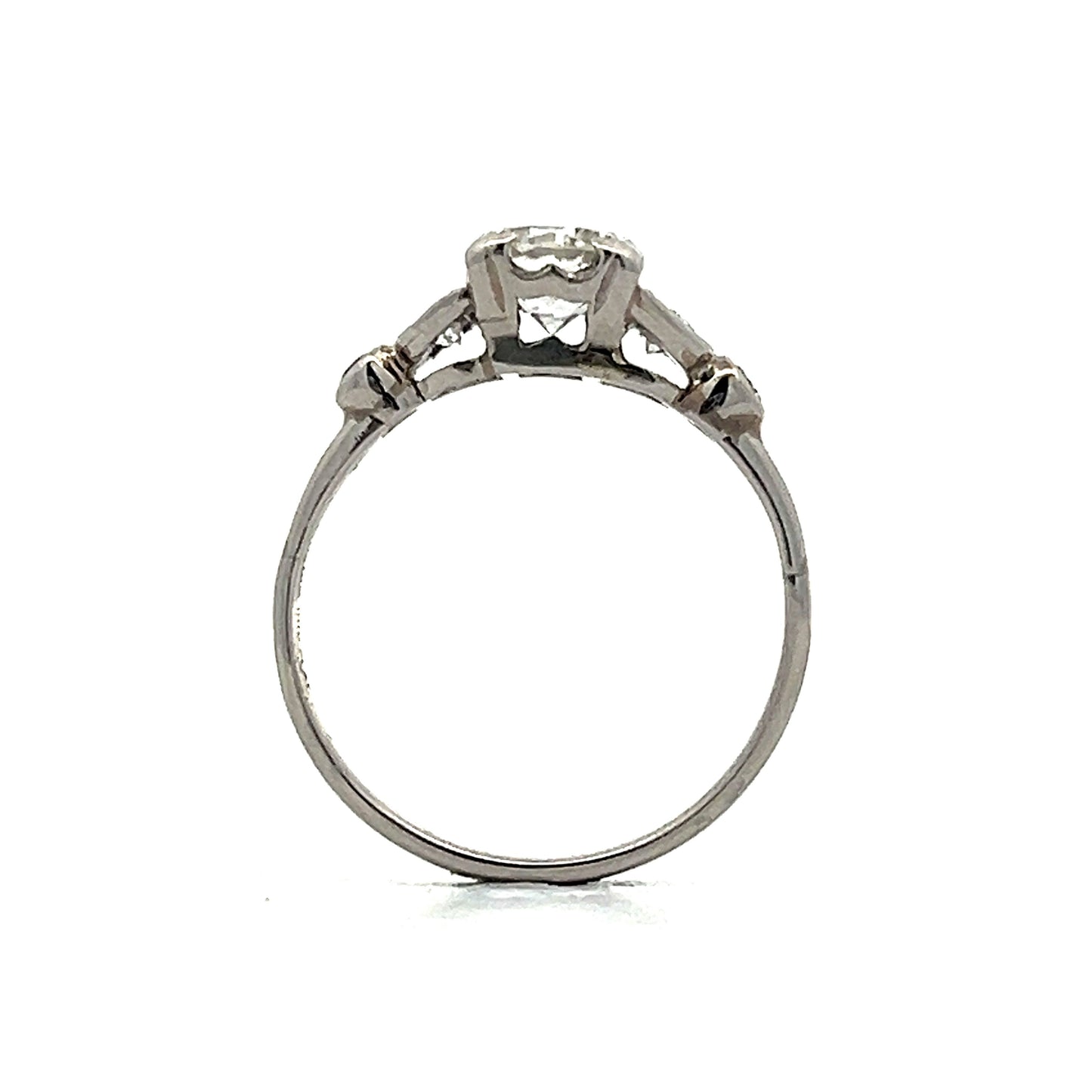 .85 Art Deco Transitional Diamond Engagement Ring in Platinum