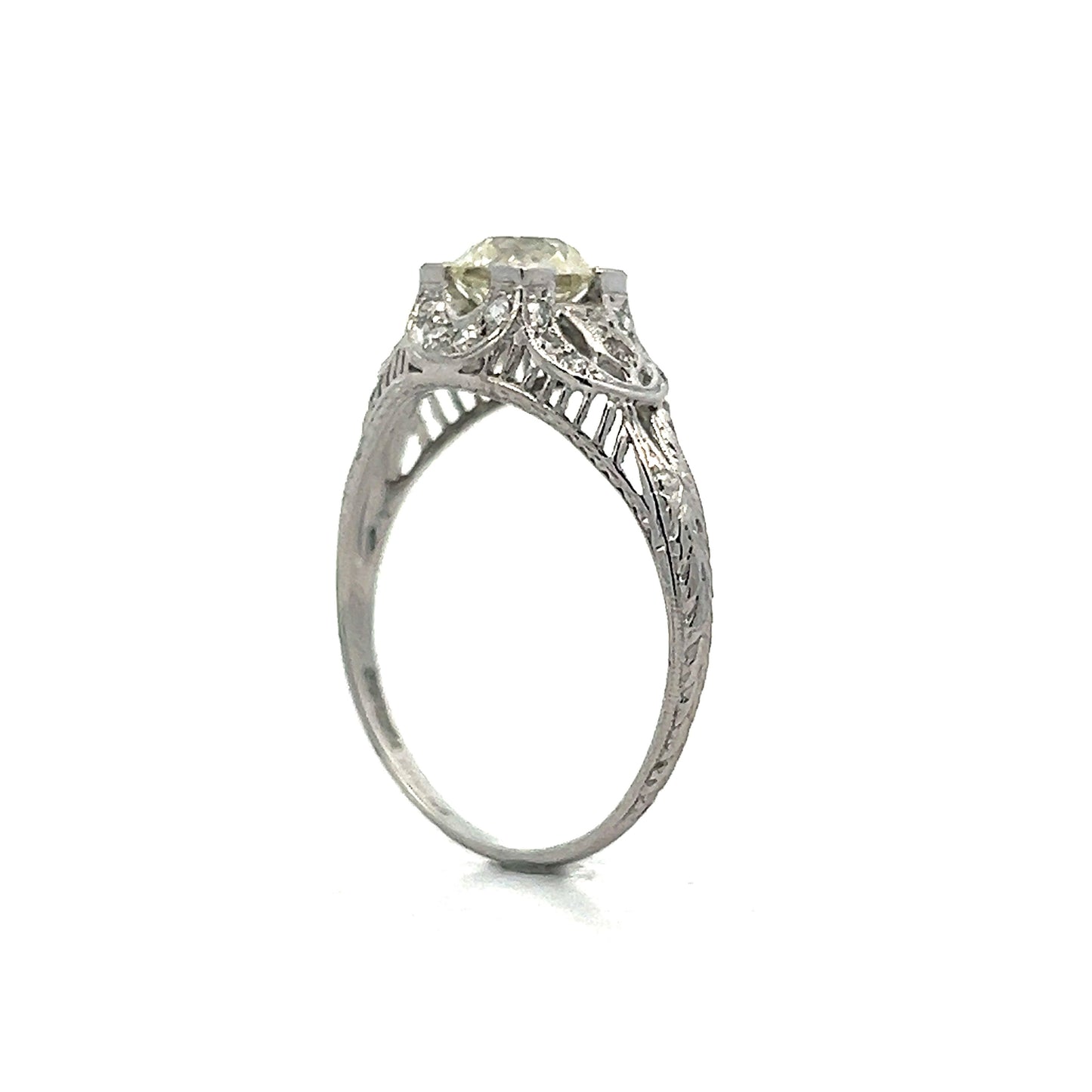 1.30 Vintage Deco Diamond Engagement Ring in Platinum