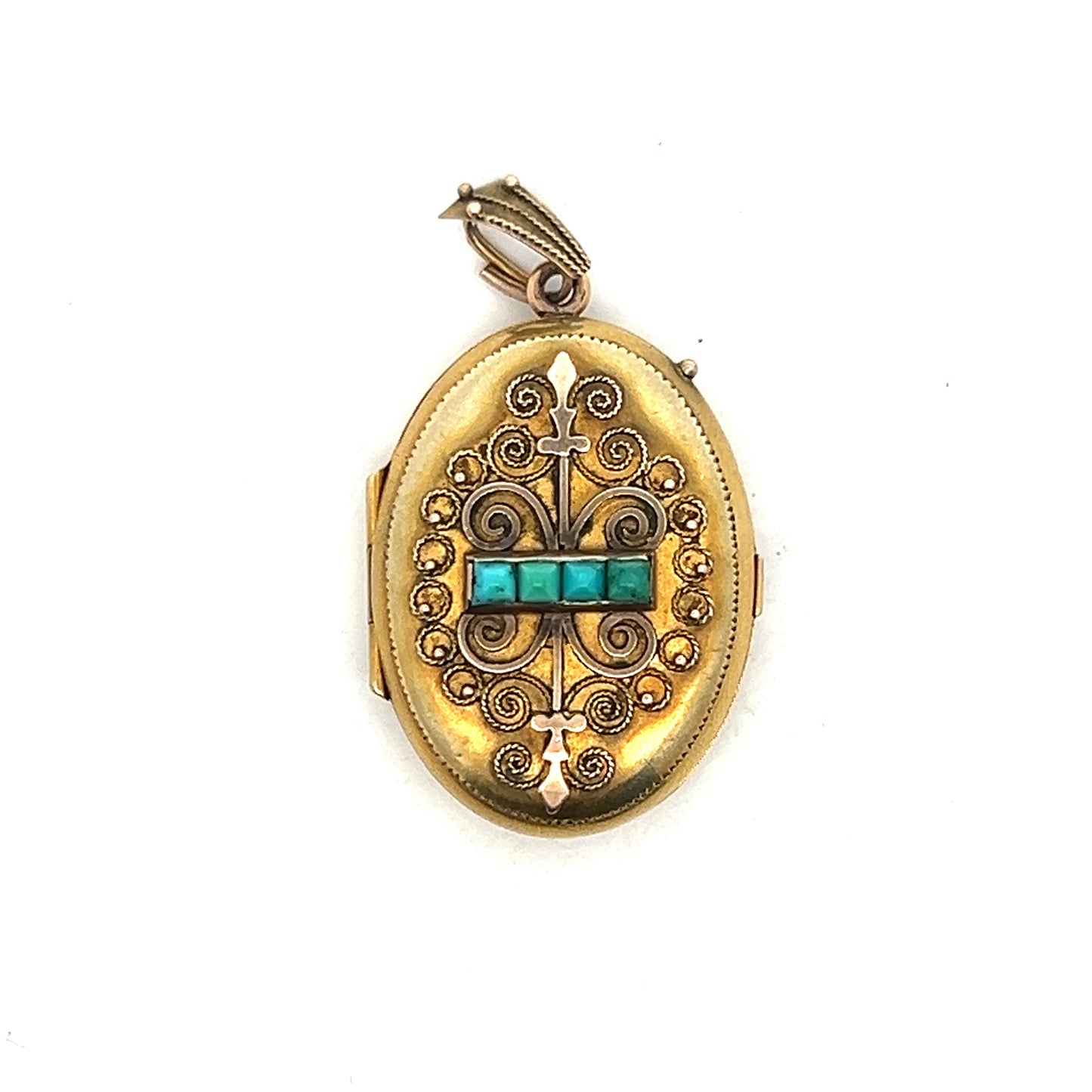 .12 Vintage Victorian Turquoise Pendant in Yellow Gold