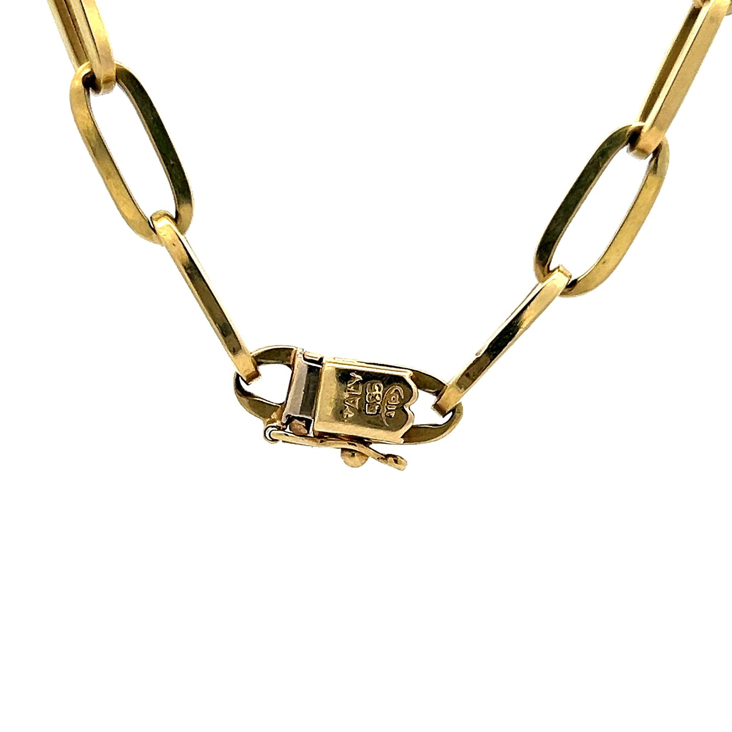 Mid-Century Chunky Paperclip Necklace in 14k Yellow Gold