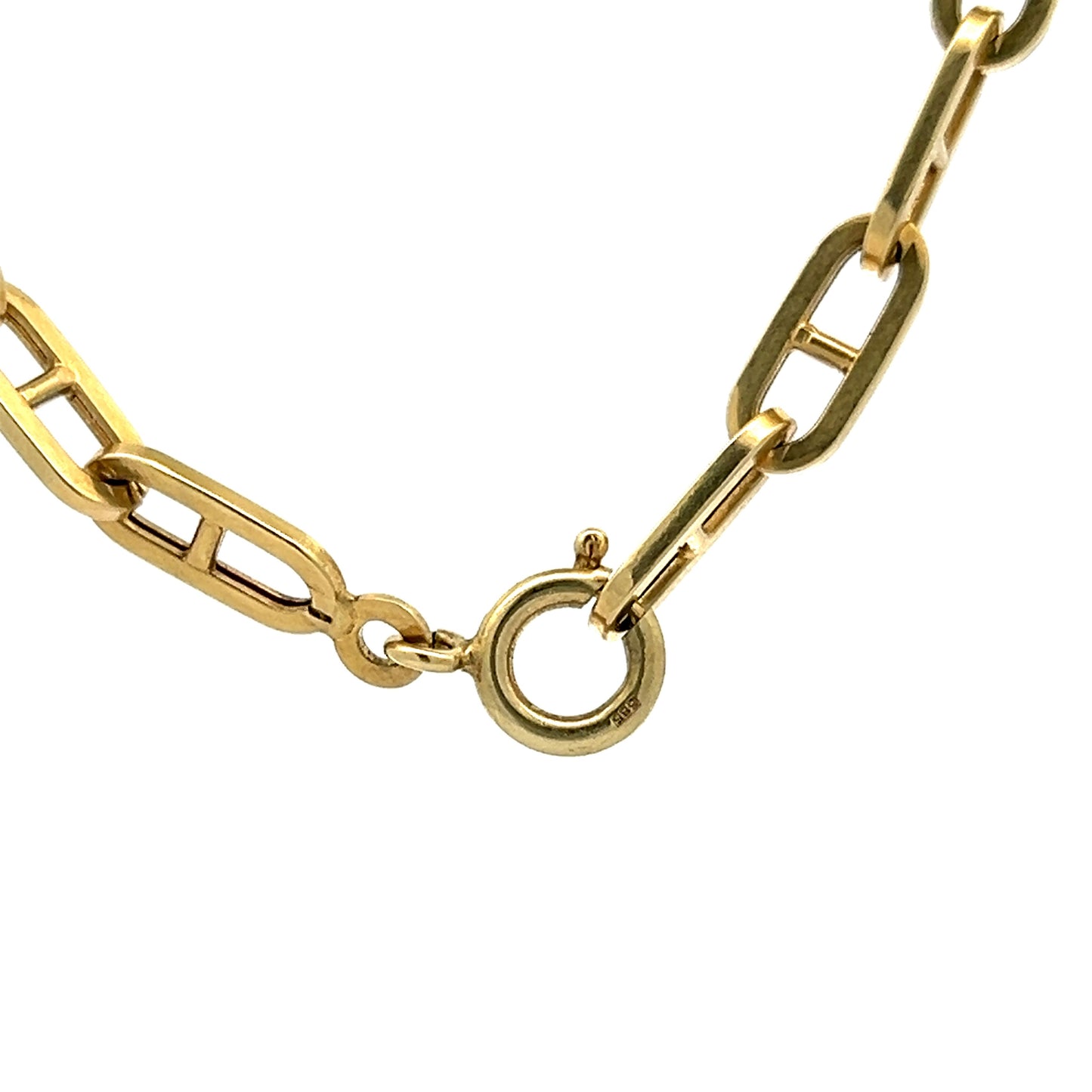 Vintage Mariner Link Chain Necklace in 14k Yellow Gold