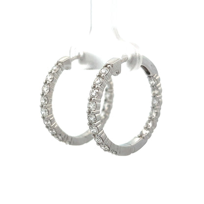 2.50 Round Brilliant Diamond Hoop Earrings in 14k White Gold