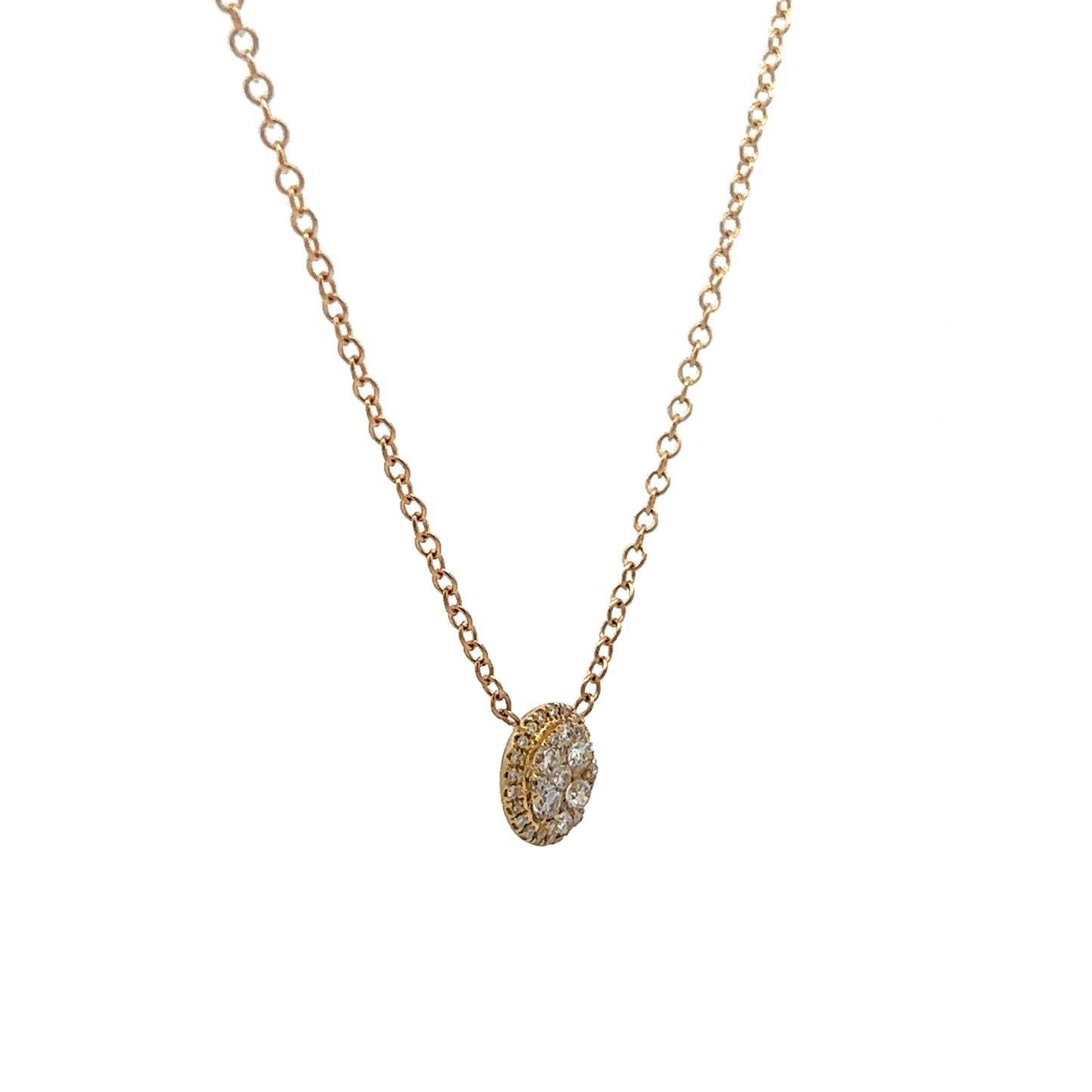 .23 Diamond Cluster Pendant Necklace in Yellow Gold