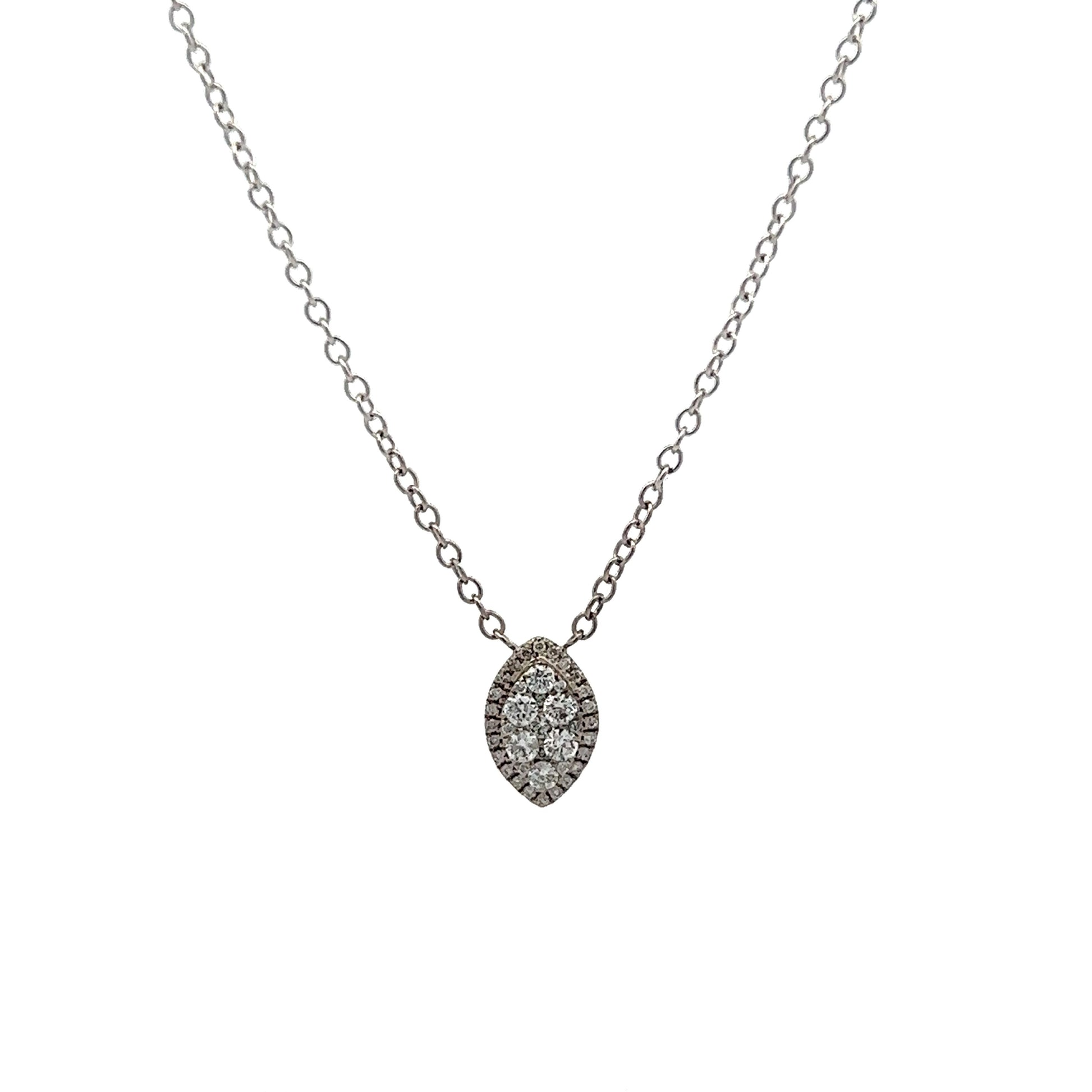 Marquis Shaped Diamond Pendant in 14k White Gold