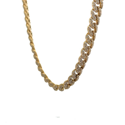 3.45 Pave Diamond Curb Link Chain in 14k Yellow Gold