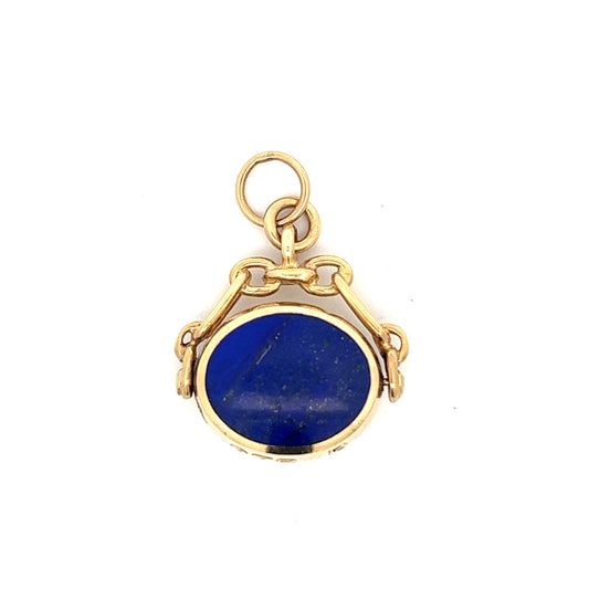 Victorian Lapis Lazuli & Mother of Pearl Pendant in Yellow Gold